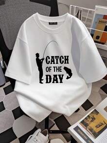 180g pure Cotton Catch of the day Fishing t-shirt | Funny fishing t-shirt Unisex T-Shirt For Women Casual graphic Top For Everyday Wear streetwear women female Summer Women Top Graphic Tees Versatile Stylish designer clothes Casual Slightly Comfortable Soft Stretched - Blanco - Ver 2