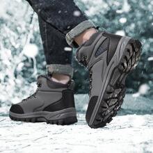 Chaussures de sport décontractées pour hommes, tige  avec doublure , chaussures d'hiver chaudes à tige haute, bottes de randonnée