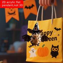 Adornos clásicos de Halloween para el árbol de Navidad con forma de perro: calabaza y murciélago. Etiquetas colgantes para el hogar. - Negro - Ver 5