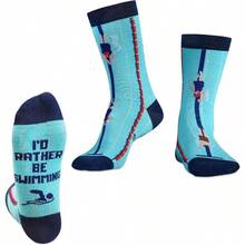 - Regalos de natacin para mujeres, hombres, adolescentes, compaeros de equipo, calcetines de entrenador, calcetines de talla nica para amantes de la natacin en cumpleaos, I 'd Rather Be - inicial - Ver 1