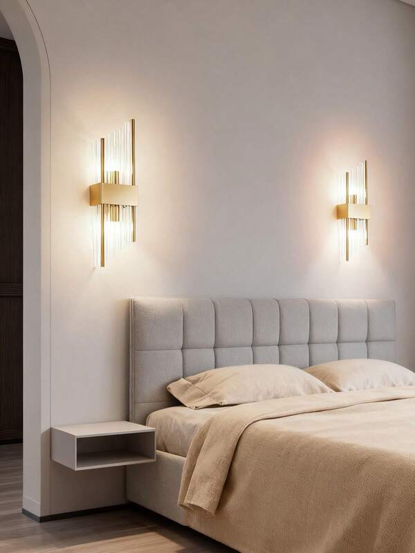 1 pieza/2 piezas Lámpara de pared de cristal moderna - Luz empotrada LED con bombilla G9, iluminación de dormitorio lujosa y elegante para sala de estar, pasillo, sala de estar y decoración de pared de mesita de noche, decoración del hogar y regalo perfecto