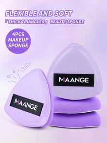 MAANGE 4 miếng mút trang điểm hình tam giác, loại ướt, mềm mại và thân thiện với da, nhỏ gọn, giá cả phải chăng, thích hợp cho du lịch, có thể dùng làm quà Giáng sinh, mỹ phẩm, dụng cụ trang điểm, đồ dùng thiết yếu giá rẻ, quà tặng, quà cho nữ, quà Giáng sinh, quà khuyến mãi, du lịch, đồ dùng giá rẻ, đồ dùng cần thiết khi đi du lịch - Màu tím - Xem 4