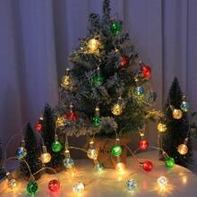 LED Green Christmas Ball String Lights (New Style) - Battery Operated (No Batteries Included), Great For Christmas Tree Decor, Garden Holiday Lighting & Indoor Festival Ambiance