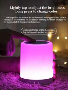 Premium 7-Color Tap Lamp Bluetooth Speaker, Handheld Touch Control TF Card Slot Speaker, High Quality Rechargeable Bass Booster Large Volume Tap Lamp Bluetooth Speaker