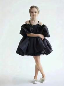 Vestido elegante de Halloween para niña, vestido de princesa con tirantes de lazo, adecuado para niñas pequeñas, niña de las flores, boda, fiesta, cumpleaños, ocasiones formales