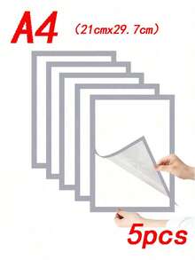 1/3/5pcs A4/A5 Magnetic Photo Frames, 210mmx297mm Self-Adhesive Picture Display Board Wall Sticker Photo Frame, Certificate Office Wall Sticker Picture Magnetic Frame