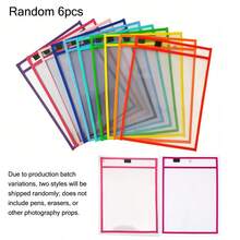 3/6pcs Reusable Dry Wiping Bag, Writing And Wiping Bag, Transparent Plastic Sheet Protector Art Supplies - Perfect For Organizing And Presenting Documents - Multicolor - View 12