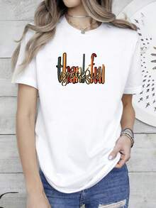 180g pure Cotton Felpa Grata Grata Benedetta, Felpa del Ringraziamento, Felpa autunnale, Regalo del Ringraziamento, Felpa Grata, Felpa Grata Comfortable streetwear graphic female Unisex Stylish women Print Round Neck Short Sleeve Soft Versatile Casual - Blanco - Ver 1