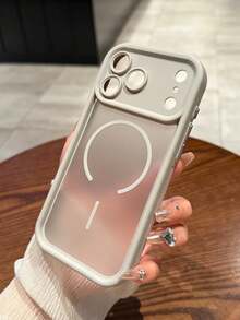 Minimalist Thick Anti-Drop Matte Gray Magnetic Phone Case Compatible With IPhone 17 Pro Max/17 Pro/17 Air/17/16 Pro Max/16/16 Pro/16 Plus/16E/15/15 Plus/15 Pro/15 Pro Max/11/12/13/14 Pro Max/11 Pro/11 Pro Max/12 Pro/12 Pro Max/13 Pro/13 Pro Max/7 Plus/14 Pro/14 Pro Max, Hard Shell Acrylic Material, 17 Series Magnetic Ring Is Open - Gray-magnetic Frosted Hard Shell - View 2