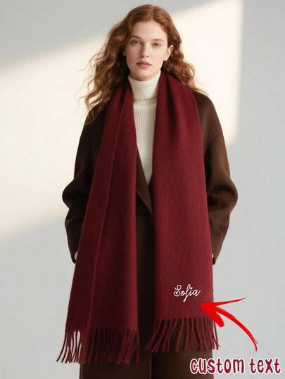 1pc Personalized Embroidered Scarf For Women, Customized Initial Embroidery Scarf, Bridal, Christmas, Wedding Gift, Winter Scarf