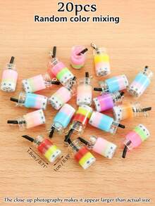 EECLYCJ 10个/20个 3D逼真迷你食物珍珠奶茶杯/果汁杯 DIY玻璃树脂工艺饰品配件，适合女孩/女性，手工耳环、项链、钥匙扣、手机壳、发夹、DIY饰品制作材料 - 彩色 - 查看 17