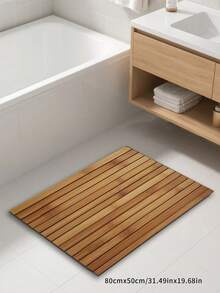 1pc Faux Bamboo Pattern Floor Mat, Skillfully Simulating Wood Grain Texture And Color, Rustic Yet Stylish, Creates A Warm And Natural Ambiance, Made Of High-Quality Material, Durable And Easy To Clean, Suitable For Living Room, Bedroom, Doormat, Small Rug, Welcome Mat, Carpet, Floor Mat, Outdoor Doormat, Kitchen Rug, Home Decor, Front Door Mat, Area Rug, Outdoor Mat, Home Decoration, Area Carpet, Garden Carpet, Washable Rug