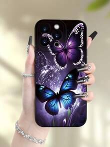 1 pieza Funda de teléfono suave y versátil con estampado de mariposa colorida, adecuada como regalo para novia, mejor amiga, esposa, amante, tía, jefa, hermana, pareja, compañeros de clase, maestro, cumpleaños, vacaciones, acabado mate negro con protección completa contra el polvo y el agua compatible con iPhone 17/13/16/15/14/13/12/11/Pro/ProMax/X/XR/XS/XSMAX/7/8/PLUS y modelos