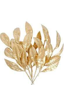 12pcs Christmas Decorative Flowers - Artificial Pine Branches With Golden Flowers, For DIY Wreaths/Vase Filler, Home Christmas Decor, Christmas Tree Decoration, Crafts, Artificial Christmas Branches For Indoor/Outdoor Vase, Home Decor, Artificial Plants, Artificial Flowers, Valentine's Day Gifts, Home Decor, Small Gifts Christmas Decorations Room Decor