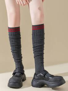 1 Pair Women's Striped Over-The-Knee Socks, Fashionable, Versatile, Long Tube Socks Suitable For Various Occasions