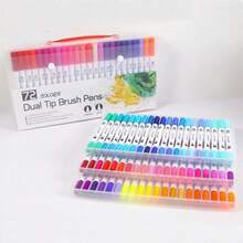 120 PCS Dual Markers Brush Pen Fine Double Tip Point Art Marker For Adult Coloring Hand Lettering Writing Planner Journal Note Calligraphy Drawing Art Craft School Supplied