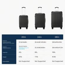 Luggage Sets 5 Piece,Hardside Suitcase With Wheels - Spinner Wheels, TSA Lock, Includes Toiletry Bag For Family Travel Luggage Case Trolley Suitcase Spinner Suitcase Travel Luggage Travel Suitcase Hardshell Suitcase Suitcase Luggage Carry-On Suitcase Travel Essentials For Men For Women For Vacation For Business Large Capacity Travel Essential Travel Accessories Travel Organizer Travel Stuff - màu đen - Xem 11