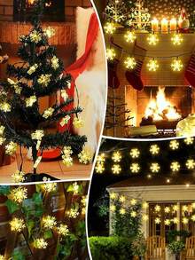 Solar Powered Snowflake String Lights -Twinkle / Flash / Steady 8 Modes,5m/7m/12m Outdoor Waterproof Fairy Lights,Snowflake Pendant Led Light String For Christmas / Xmas / Holiday Decoration ,Garden / Patio / Gazebo / Balcony / Yard / Window / Tree Christmas & Winter Decoration - Black - View 12