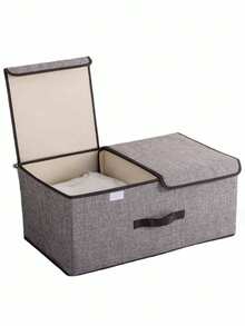 1/3 صندوق تخزين قابل للطي محمول، مناسب لتخزين الملابس والأغراض المنزلية والوجبات الخفيفة، تصميم قسم ثنائي الاستخدام، صندوق تخزين متعدد الوظائف ذو سعة كبيرة