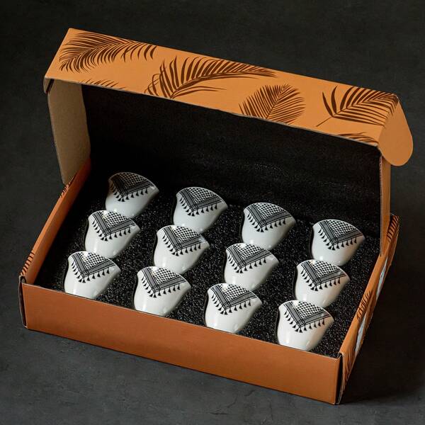 6/12 peças de xícara de café de cerâmica com lenço keffiyeh – caneca árabe para café expresso, cappuccino, xícara de café expresso, xícara de chá turco para casa, café, ideia para presente