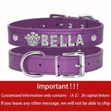 Personalized Dog Collar - Custom Name/Text, Faux Leather Pet ID With Heart And, Adjustable Metal, Suitable Small, Medium, Large Dogs - Birthday, Anniversary, Housewarming, Suitable Puppies Or Adult Dogs - Available In Pink And Red - Hot Pink - View 6