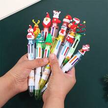 5pcs/Set Christmas 6-Color Cartoon Santa Claus Retractable Ballpoint Pens, 10-Color Decorative Pens For Journaling, Student Prizes - Multicolor - View 3