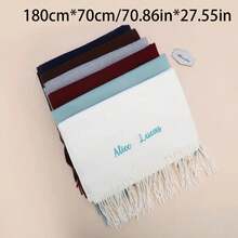 1pc Personalized Embroidered Scarf For Women, Customized Initial Embroidery Scarf, Bridal, Christmas, Wedding Gift, Winter Scarf