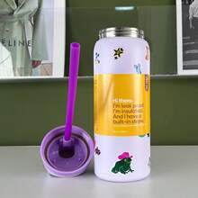 OWALAFreeSip   32OZ Insulated Stainless Steel Water Bottle Double-Layer Kettle With Straw Vacuum Flasks For Sports Travel - Nhật ký thân mến - 32oz - Xem 1