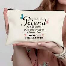 [Je t'aime sœur Sac] Sac cosmétique portable "Je t'aime sœur" pour femmes, organisateur zippé multifonction, non imperméable, sans alcool, trousse de toilette de voyage, cadeaux de Noël, pochette, voyage, cadeaux pour femmes, accessoire de voyage pour femmes, pochette, pochette/petit sac à main, organisateur de maquillage, pochette, porte-pinceau, mini pochette, pochette grande capacité, cadeaux pour femmes, cadeaux de Noël, idées cadeaux pour femmes - Beige - Voir 9