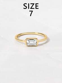 1pc S925 Sterling Silver Rectangular Zirconia Casual Elegant Ring, Versatile Jewelry Gift For Women, Suitable For Daily Wear, Parties And Festivals