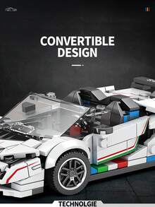 Reobrix NO.687 White Sports Car Building Block Toy Set, Mechanical Vehicle Set - Suitable For Christmas & Halloween Unique Decorative Gifts, Ideal For Family Gatherings And As Halloween/Christmas/Birthday Gifts (382Pcs) - trắng - Xem 6