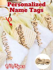 Custom Text Wood/Acrylic Ornaments With Hemp Rope - 1/3/5pcs, Boho Rustic Chic Holiday Decor, Personalized Christmas Stocking Name Tags, Ideal Family Festive Keepsake, Durable Premium Material Hanging Ornament, Perfect For Christmas/New Year/Holiday Celebrations