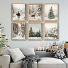 1 件，帆布墙画，带框墙面装饰，复古圣诞老人和圣诞树艺术品，非常适合客厅、卧室或入口处的节日墙面装饰，节日礼物创意，冬季装饰，圣诞节家居装饰，圣诞节