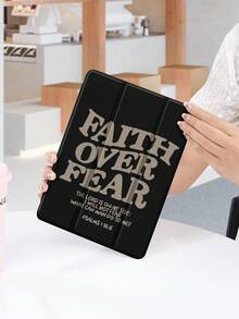 1 件 Faith Over Fear 标语印花平板平板电脑保护壳，兼容 Apple 10.2、Apple Pro 11" 2021/2020/10th Gen、Apple 11" 11th Gen 2025、Galaxy Tab A8 10.5" 2022、Matepad 10.4/Tab，带铅笔槽，防摔，平板电脑支架保护套 - 彩色 - 查看 5
