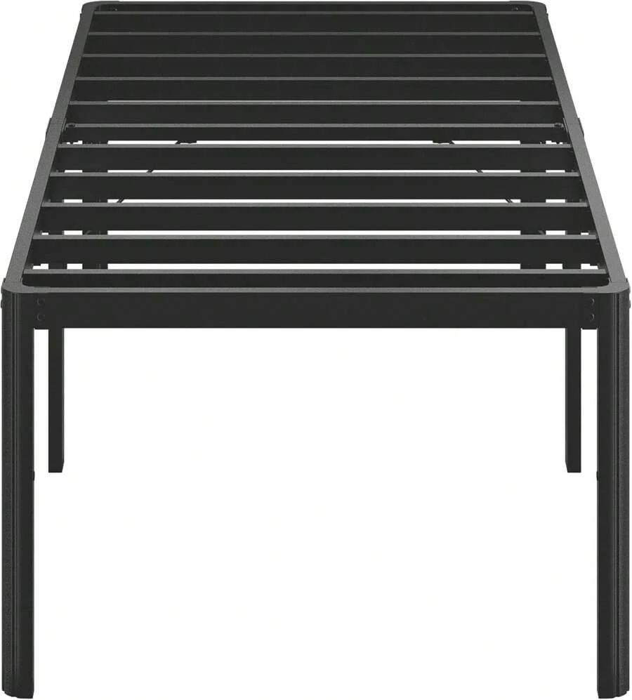 Lutown-Teen - Marco de cama individual de 25 pulgadas de alto con patas de esquina redondeadas, marco de cama de plataforma doble de metal resistente con soporte de listones de acero, no necesita - 14 pulgadas - Ver 1