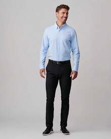 Men's Commuter Shirt, Performance Dress Shirts For Men, Machine Washable, Wrinkle Resistant, Slim Fit Button Down Shirthalloween - Business Blue - View 2
