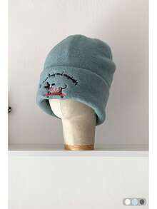 قبعة محبوكة على شكل كلب السجق للنساء، قبعة جميلة مع حماية الأذن، قبعة شتوية دافئة مطرزة بكلب التزلج، قبعة محبوكة متعددة الاستخدامات للخريف/الشتاء