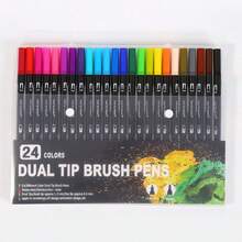 120 PCS Dual Markers Brush Pen Fine Double Tip Point Art Marker For Adult Coloring Hand Lettering Writing Planner Journal Note Calligraphy Drawing Art Craft School Supplied