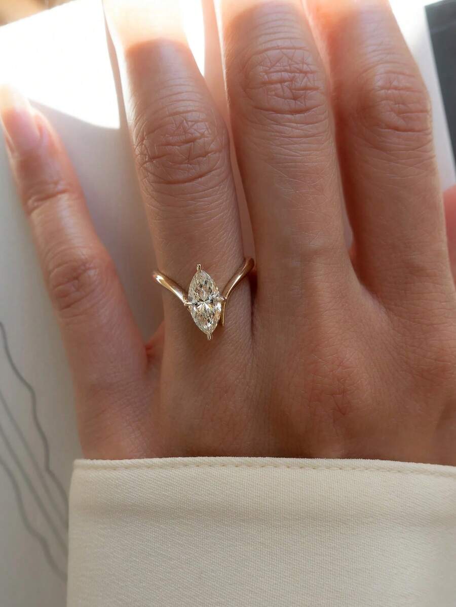 1PC 925 Sterling Silver 0.5ct Sparkle Marquise Engagement Ring Wedding Band For Women Dainty Promise Ring Eternity Ring Fine Jewelry Gift