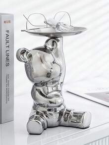 Keychain Bowl Tray Bear Statue Ceramic Key Holder Candy Dish Tray For Keys Lipsticks Candy Jewelry And Small Objects Creativity Piggy Bank Animal Sculpture Home Decor Or Office Living Room Bedroom Accessory Gifts For Men And Women Desk Essential Accessories - Multicolor - View 11