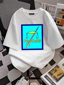 180g pure Cotton Temple OS Terry A Davis Front Print T Shirt Soft Women Top Graphic Tees Stylish T-Shirt For Women Casual streetwear Comfortable Unisex Summer Print Round Neck Short Sleeve graphic Casual women Versatile Stretched fashion Breathable - Blanco - Ver 3