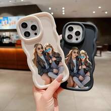1pc Customizable Full-Print Photo Wavy Macaron Phone Case, Suitable For Samsung S24/S25 Ultra, 14 Ultra/Redmi Note13 Pro, 16/15/14 Plus/13 Pro/12 Pro Max/11/Xs Max/8/7/6 Plus. It Is Clear, Fashionable, Vibrant, Cute, And Minimalist, Perfectly Matching Your Phone. It Is A Unique Personalized Halloween, Christmas Gift For Friends, Girlfriends, And Mothers.