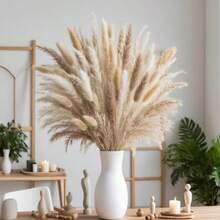 1 mazzo di decorazioni in erba di pampas, decorazioni da giardino in stile boho per tavoli, fiori secchi a forma di coda di coniglio, erba di pampas marrone e bianca per decorazioni da matrimonio, decorazioni per la casa, feste in stile country, profumo di canne secche in stile nordico - eleganza senza sforzo per la decorazione moderna della casa | adatto per vasi, mensole e stile minimalista | composizione di fiori secchi a bassa manutenzione - Castano - Visualizzare 7