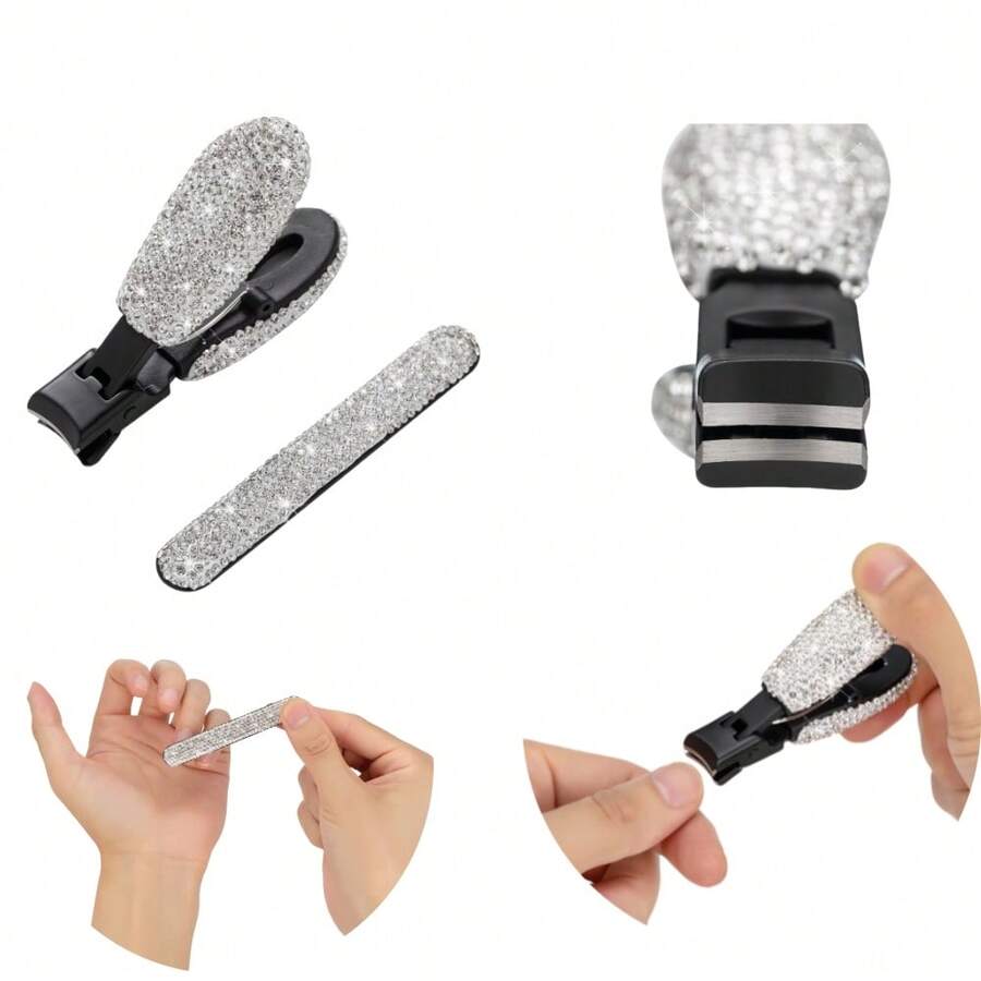 1 Set Rhinestone Nail Clipper For Manicure & Pedicure, Durable & Sharp Nail Clipper And Nail File - Multicolor - View 1
