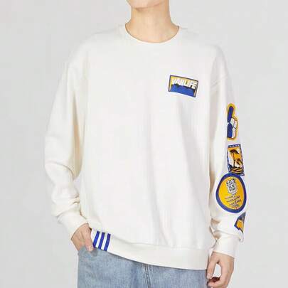 Adidas 阿迪达斯男女通用印花圆领卫衣，长袖，休闲运动款，秋季款