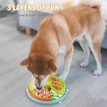 Slow Feeder Dog Bowl 3 Layers Reduces Boredom And Anxiety Food Puzzle Feeder NonSlip Interactive Puzzle Game For Small/Medium/Larger Dogs 2pcs - Cam và Tím - Xem 6