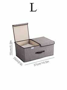 1/3 صندوق تخزين قابل للطي محمول، مناسب لتخزين الملابس والأغراض المنزلية والوجبات الخفيفة، تصميم قسم ثنائي الاستخدام، صندوق تخزين متعدد الوظائف ذو سعة كبيرة