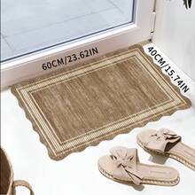 1pc Machine Washable Carpet, Modern Distressed Frame Design, Suitable For Entryway, Living Room, Bedroom, Minimalist Solid Color, Polyester Fiber Backing, Home Decor, Neutral Soft, Suitable For Office, Low Pile Farmhouse Style Flooring, Brown