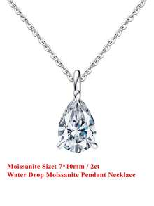 1 Stück 100% 925 Sterling Silber 14k Gold 1ct/2ct Wassertropfen Schliff Moissanit Diamant Anhänger Halskette, zeitloses Schmuckstück für Frauen, Herren Halskette für Hochzeit, Party und Bankett, 2025 Modeschmuck - Wassertropfen - Übersicht 14