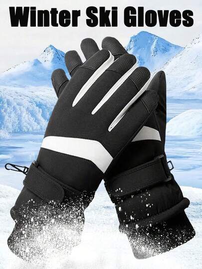 1Pair Winter Skiing Gloves, Men's Znd Women's Outdoor Cycling Cotton Gloves, Made Of Polyester Fiber Material, Suitable For Both Men And Women, Essential For Keeping Warm In Autumn And Winter. Available In Multiple Colors, A Pair Of Simple And Finely Crafted Multifunctional Gloves That Keep Warm